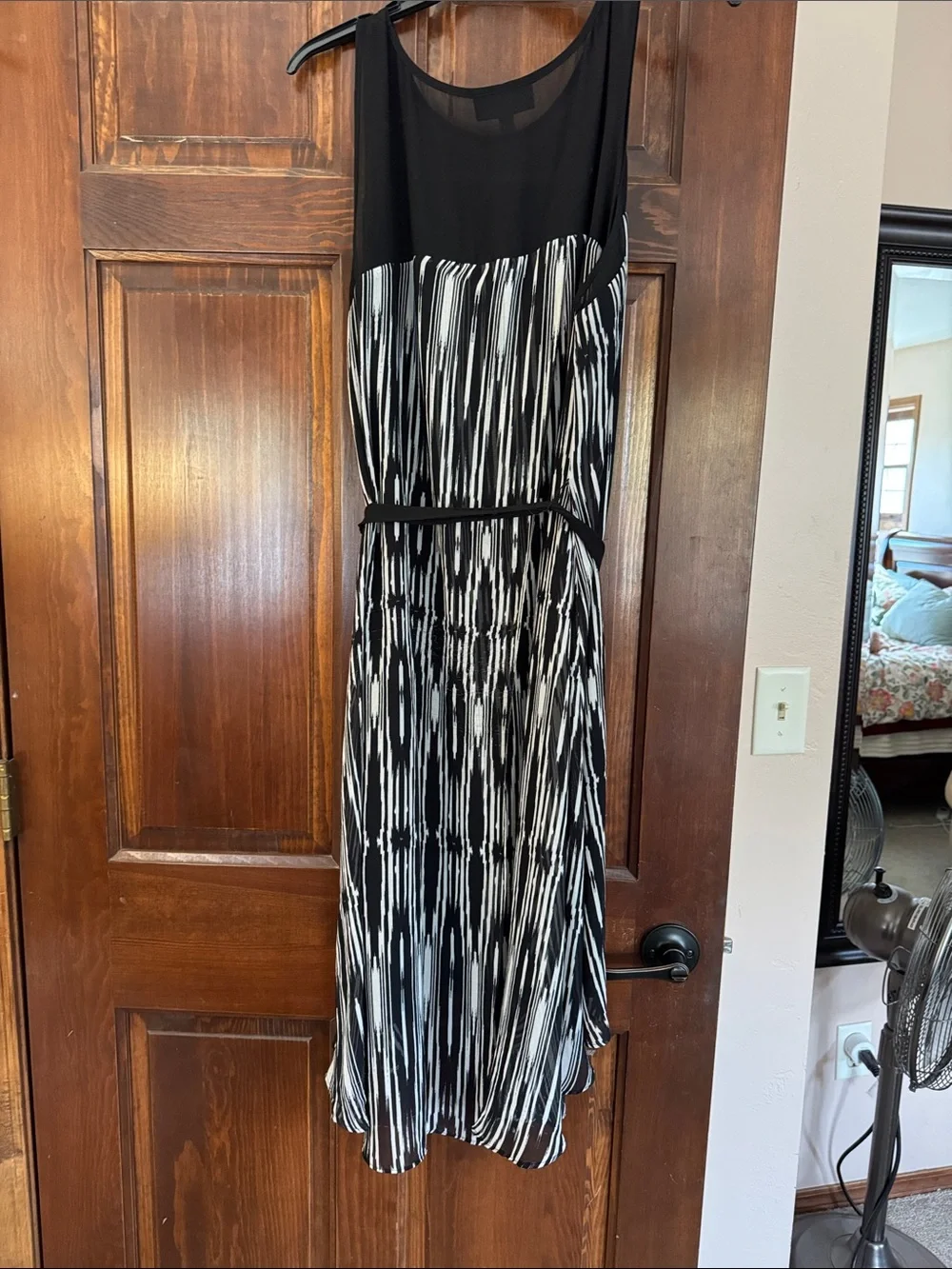 Lane Bryant Black & White Ikat-Print High-Low Dress with Belt - Picture 3 of 3